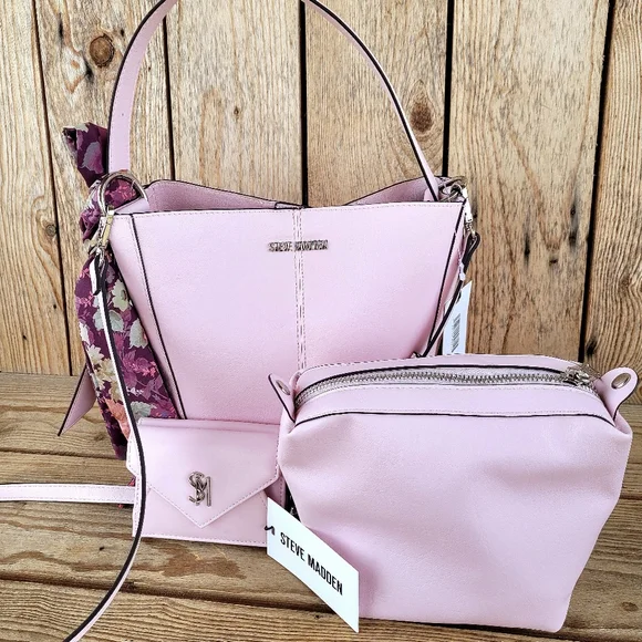 *Rare* Steve Madden Pink Frost Bucket Bag With Matching Wallet - Picture 2 of 11